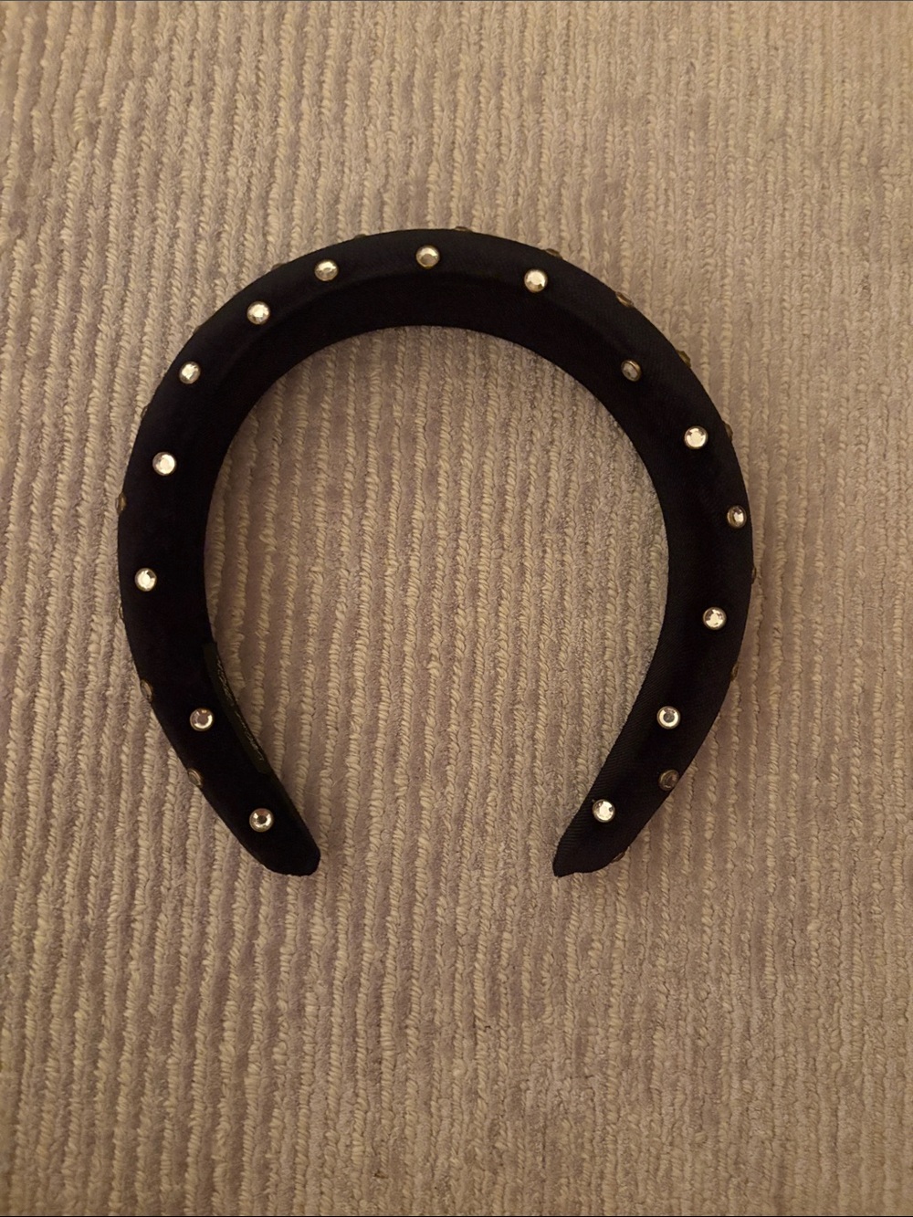 Hand Made Studded Black Padded Headband - Women Accessories